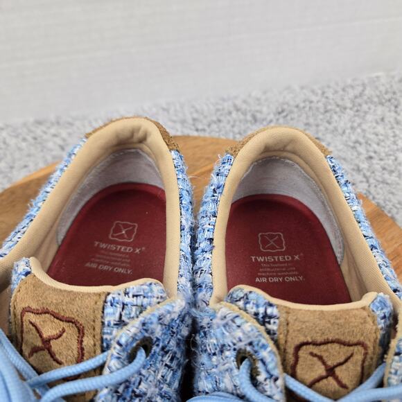 Twisted X Womens 9.5M Kicks Blue White Plaid ecoTweed Casual Loafer Sneaker - Picture 11 of 12